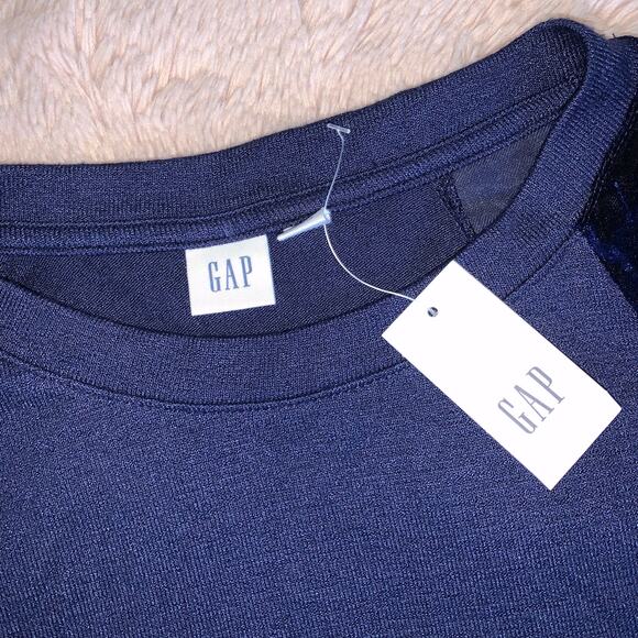 NWT GAP Dark Navy Blue Softspun Velvet Raglan Long Sleeve Dress Small - Picture 5 of 11